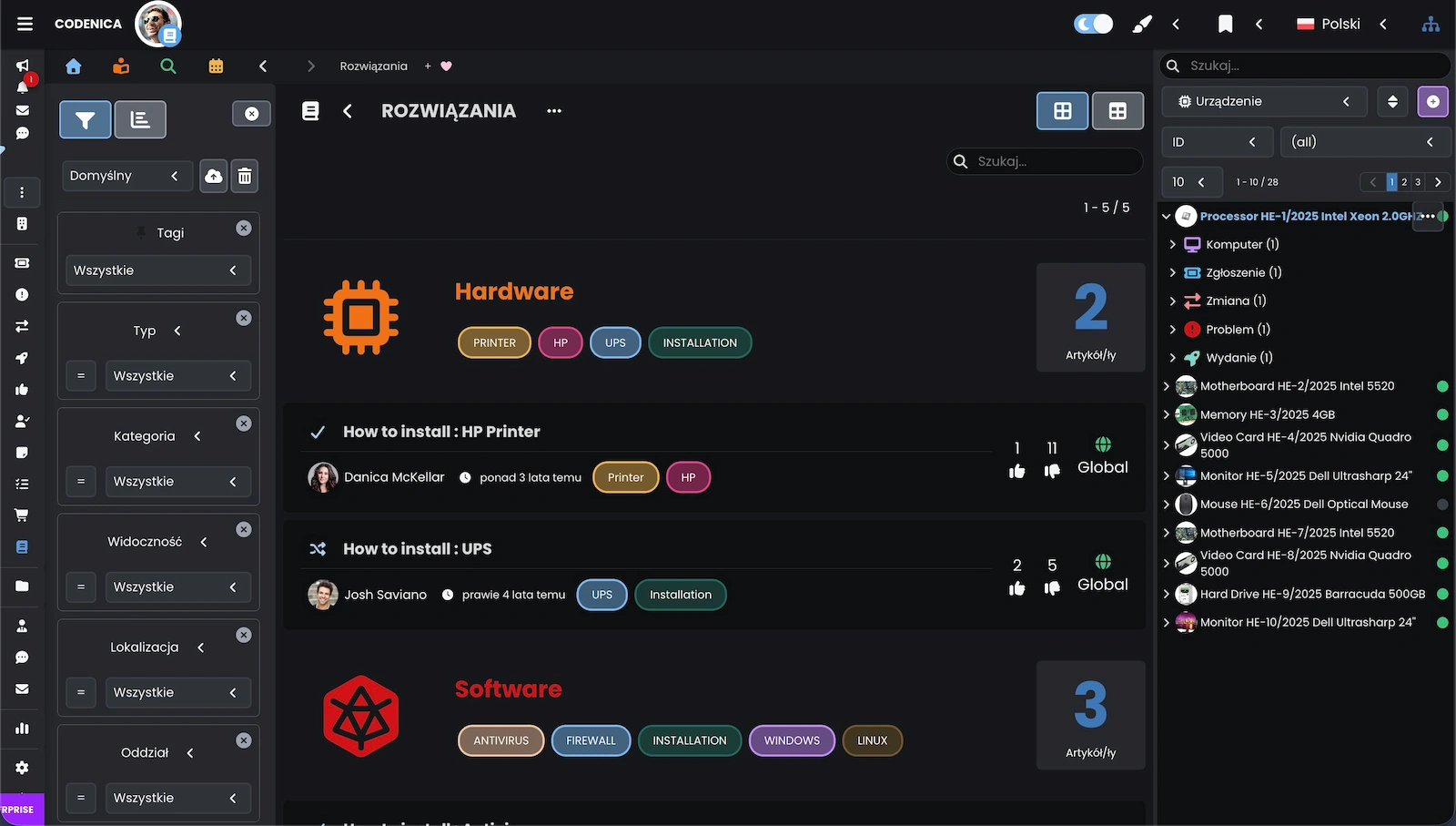 Baza wiedzy dla firm w systemie Codenica ITSM + ITAM