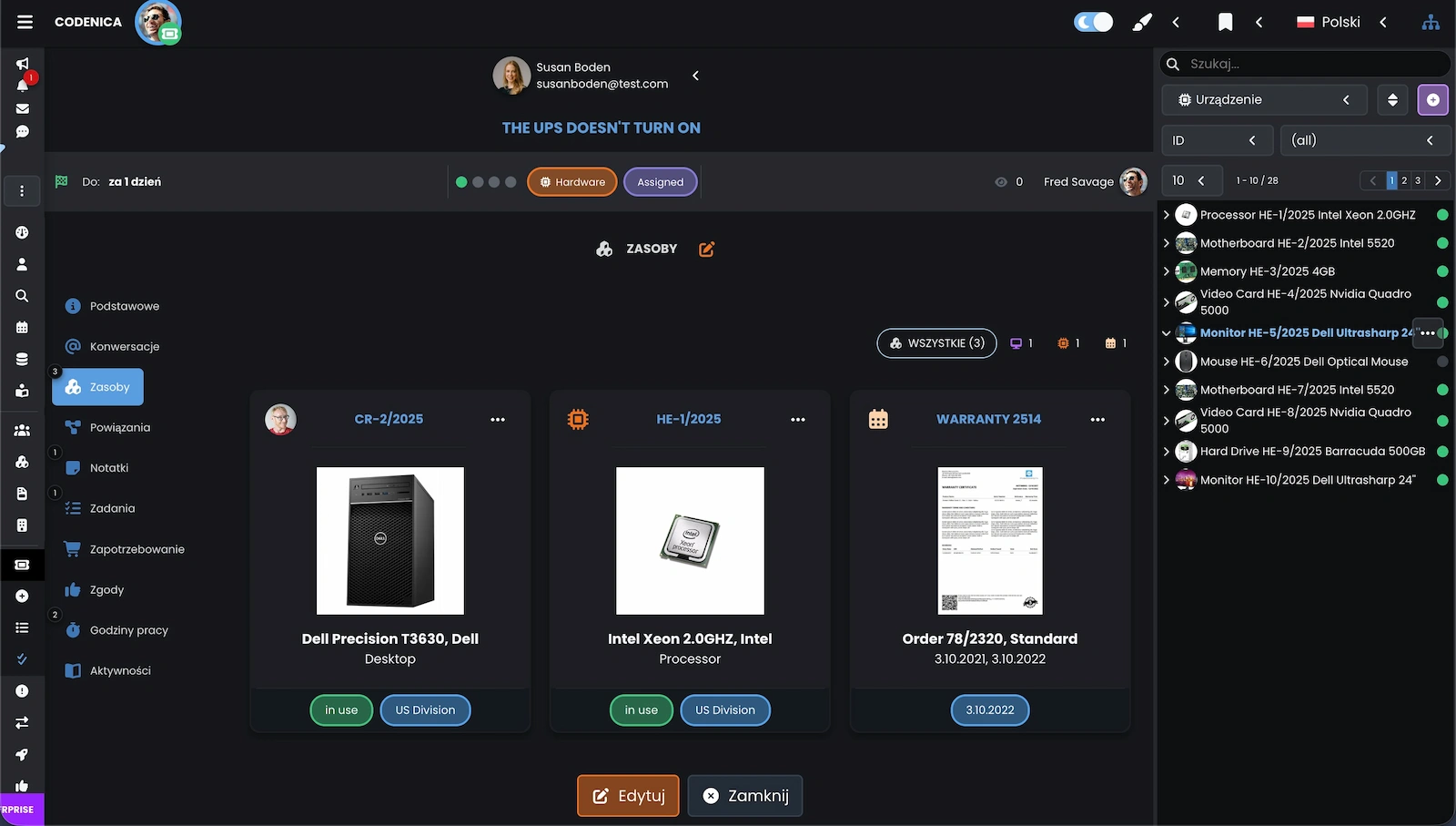 Podział zgłoszenia (ticketu) na grupy w systemie Codenica ITSM + ITAM