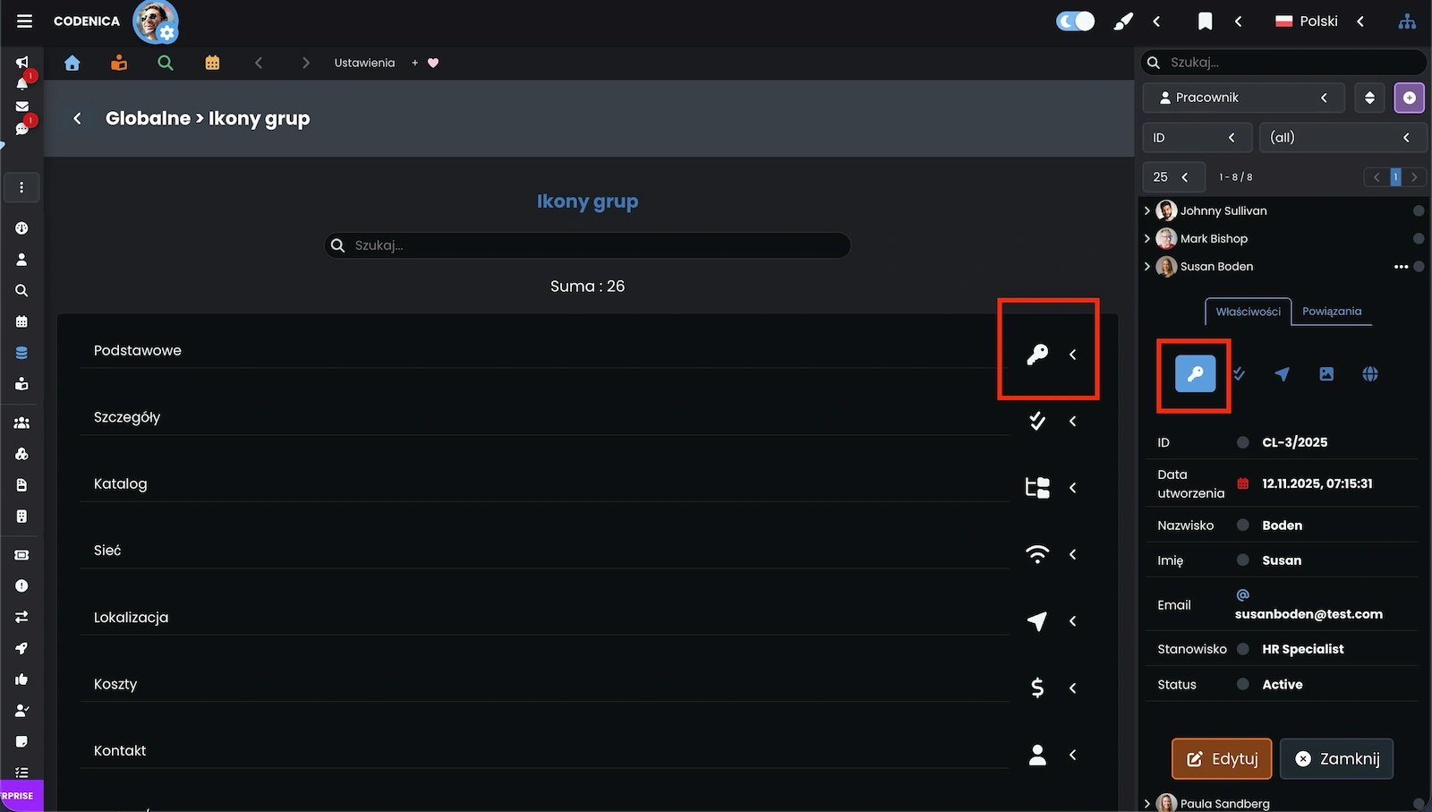 Zmieniona ikona dla grupy w systemie Codenica ITSM + ITAM