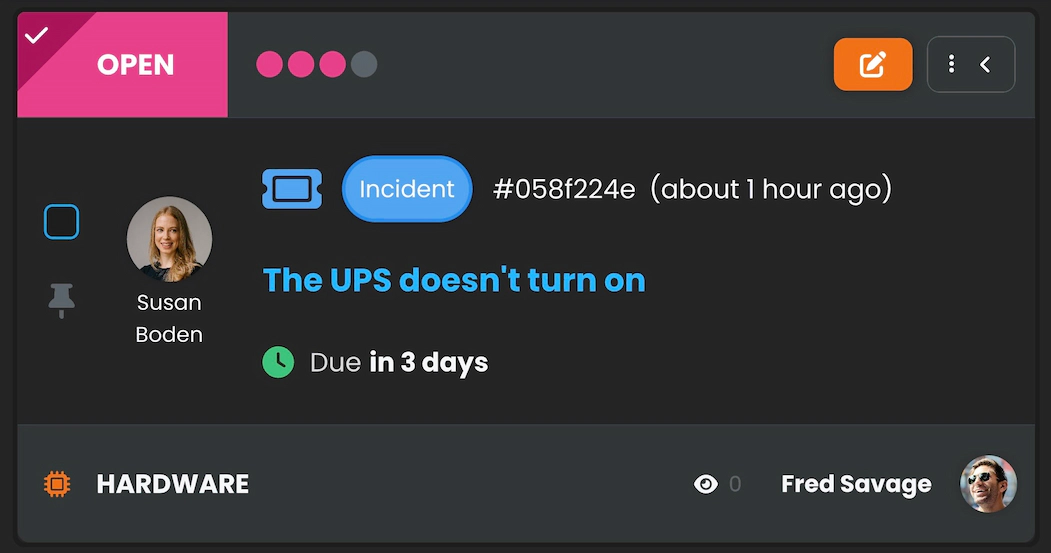Zrzut ekranu z ikoną check w lewym górnym rogu