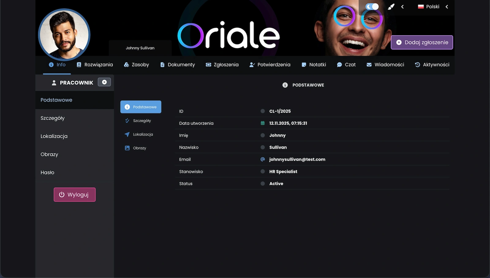Zrzut ekranu aplikacji pokazujący portal klienta.