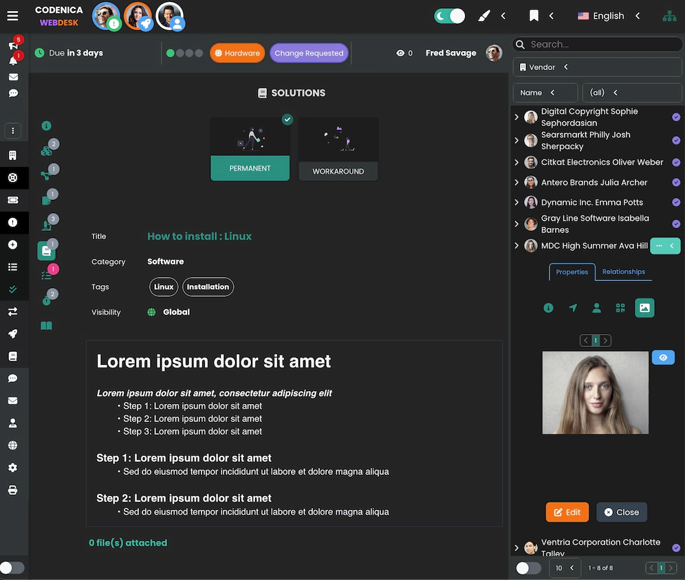 Zrzut ekranu przedstawia sekcję rozwiązań.