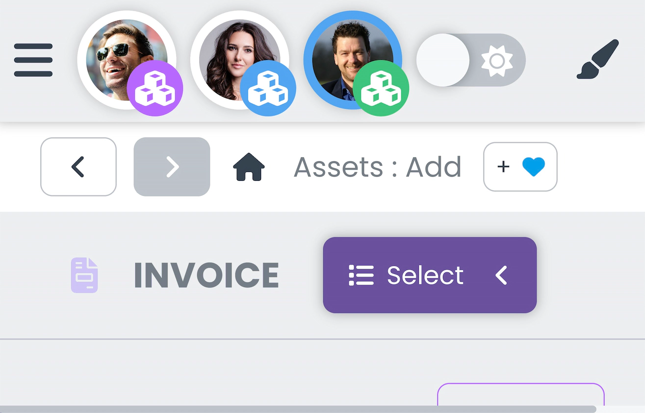 Zrzut ekranu awatarów z różnymi kolorami tła ikon.
