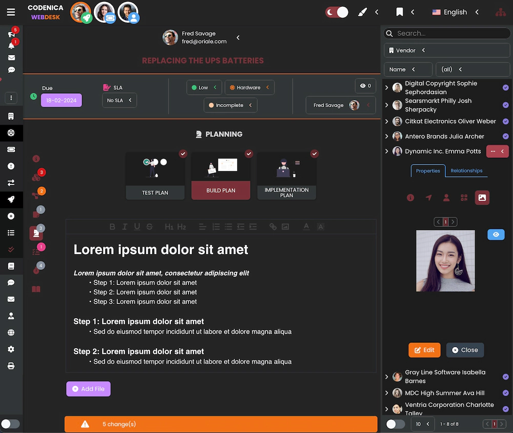 Zrzut ekranu przedstawia sekcję planowania w aplikacji.