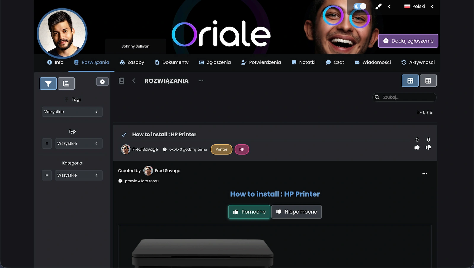Zrzut ekranu pokazujący artykuł bazy wiedzy z opcjami oceny w aplikacji Codenica.
