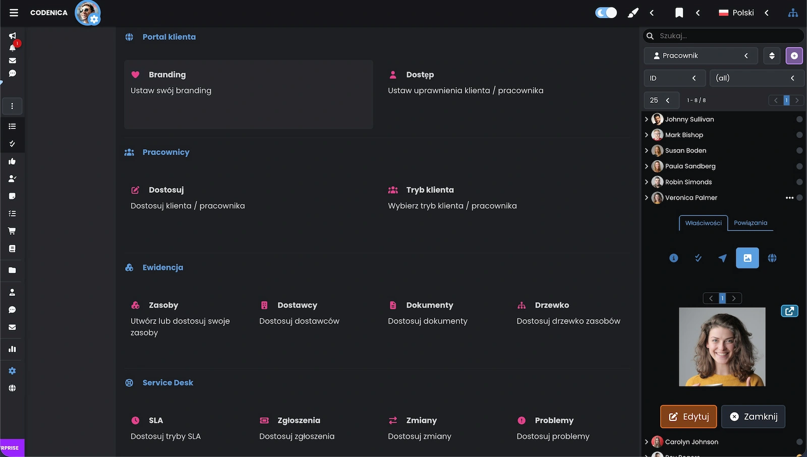 Zrzut ekranu przedstawiający ustawienia dostępu.
