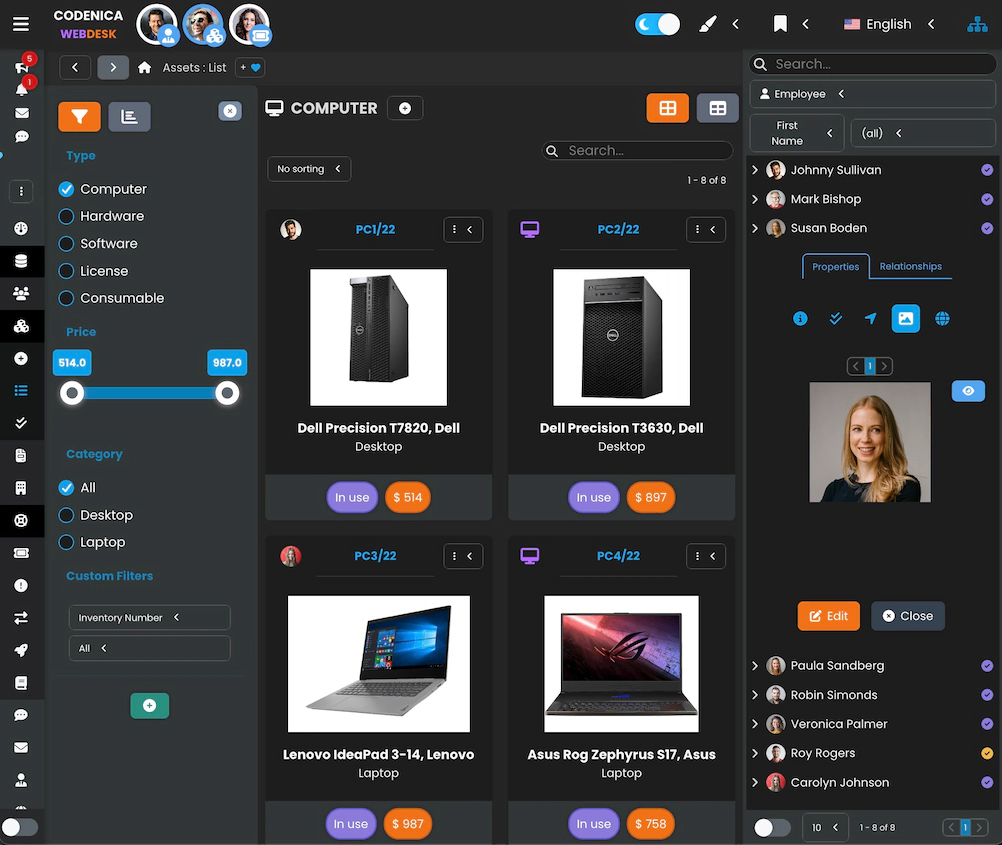 Zrzut ekranu przedstawiający widok siatki elementów.