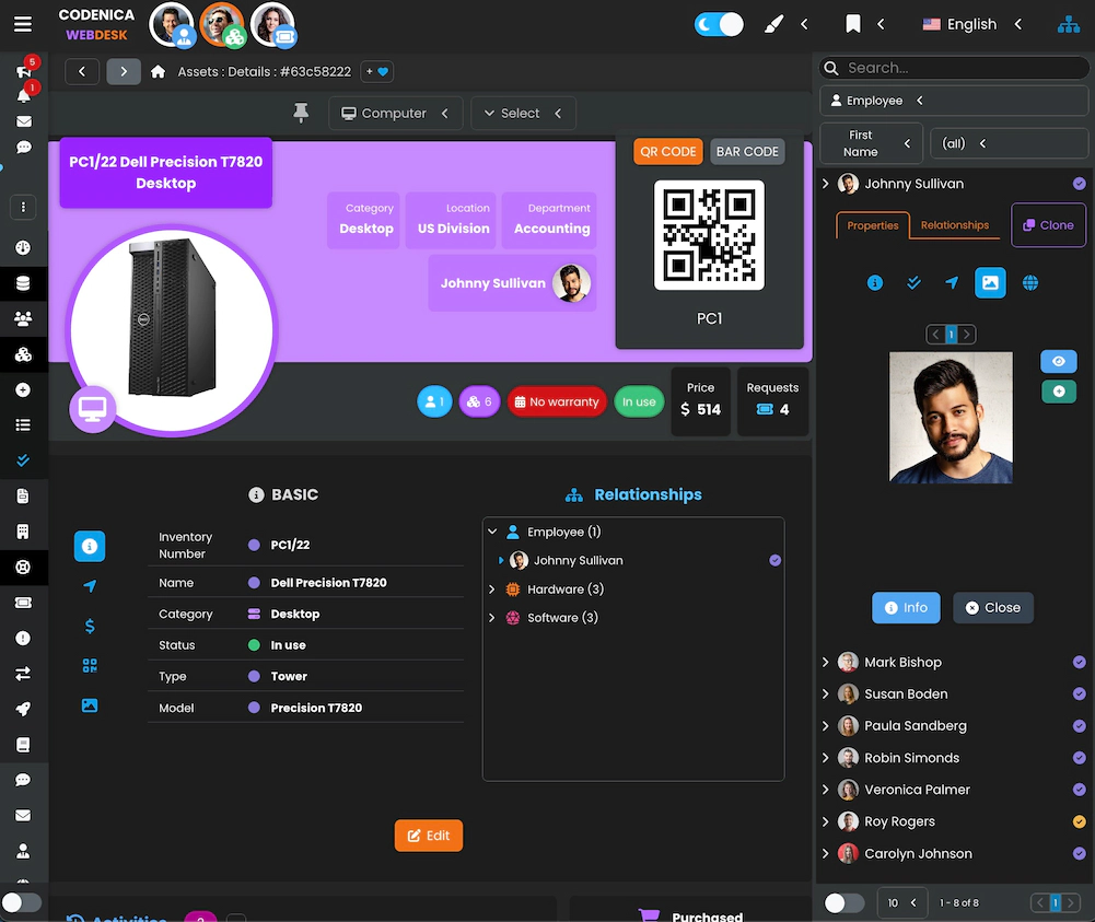 Zrzut ekranu przedstawiający szczegółowy widok zasobów.